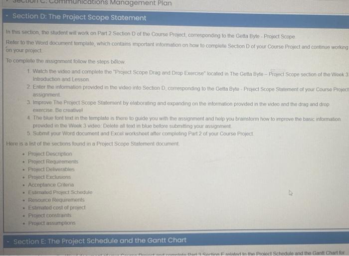 In this section, the student will work on Part 2