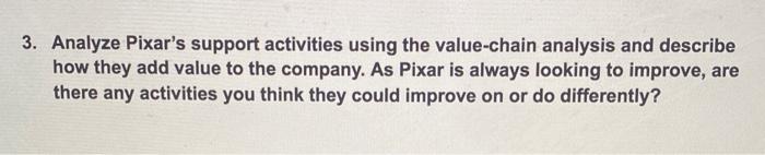 please help with this question. Analyze Pixars