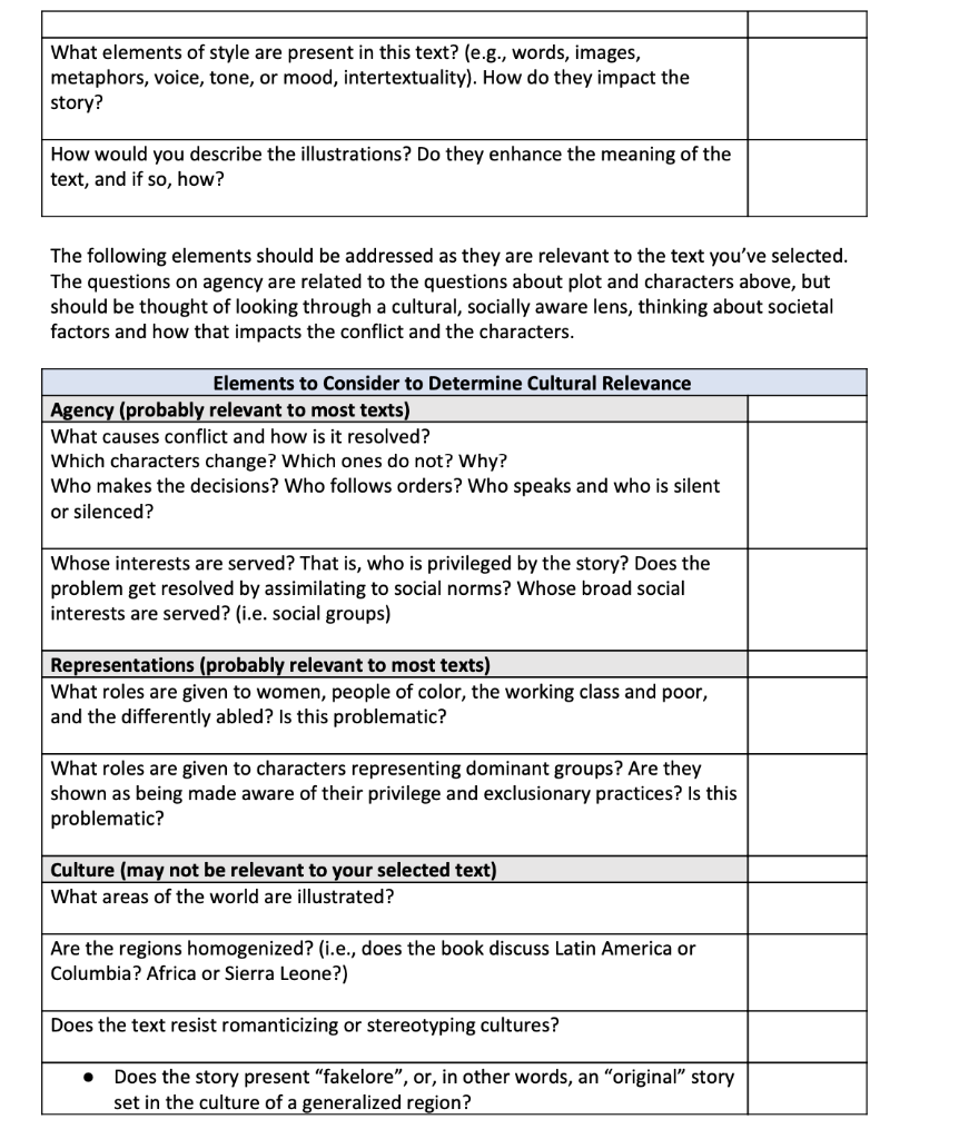 All items from the "Elements to consider for All