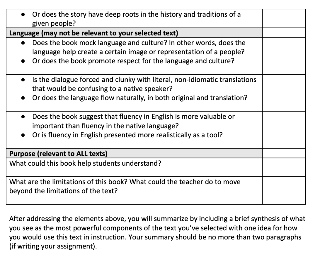 All items from the "Elements to consider for All
