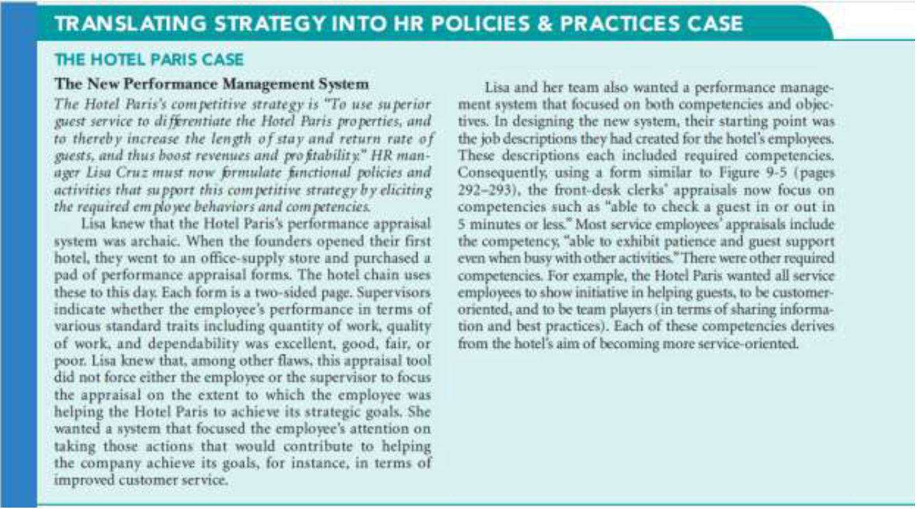 Course: Human Resource Management Answer the