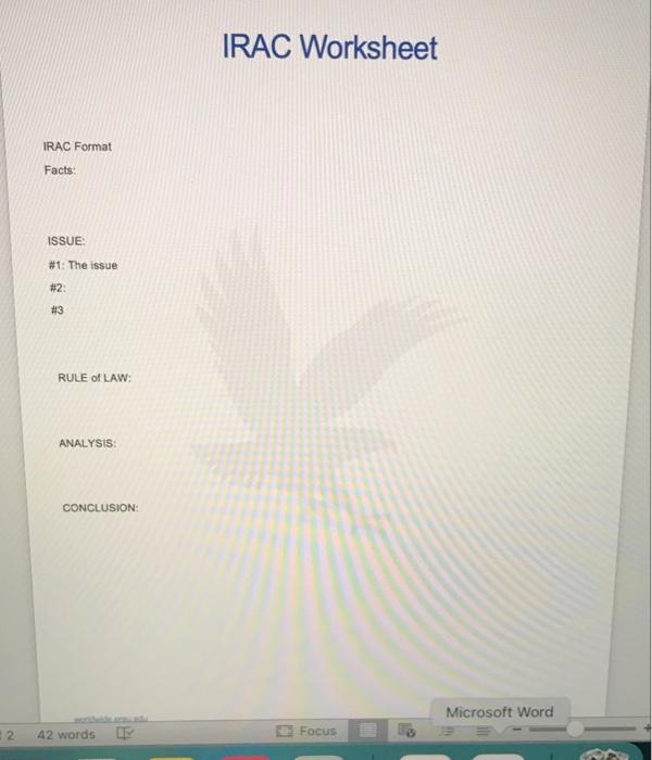 Please complete the following case study using