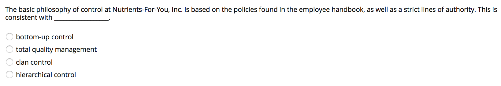 The basic philosophy of control at