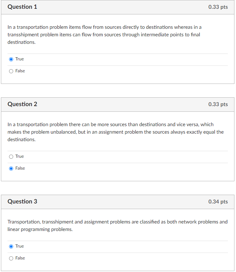 In a transportation problem items flow from