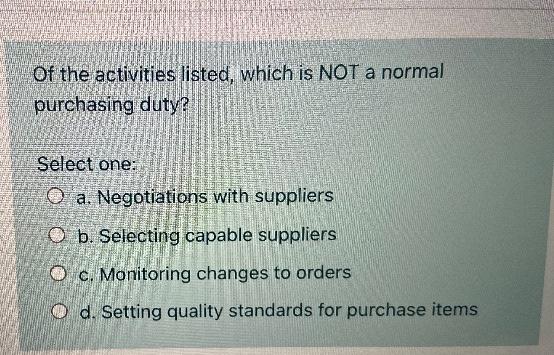 Of the activities listed, which is NOT a normal