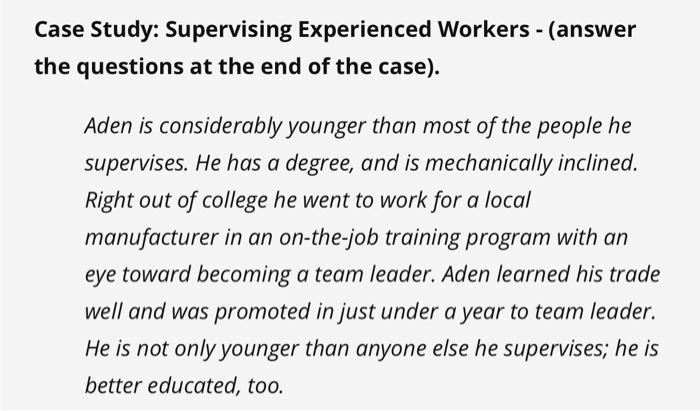 Answer each question with a paragraph Case Study: