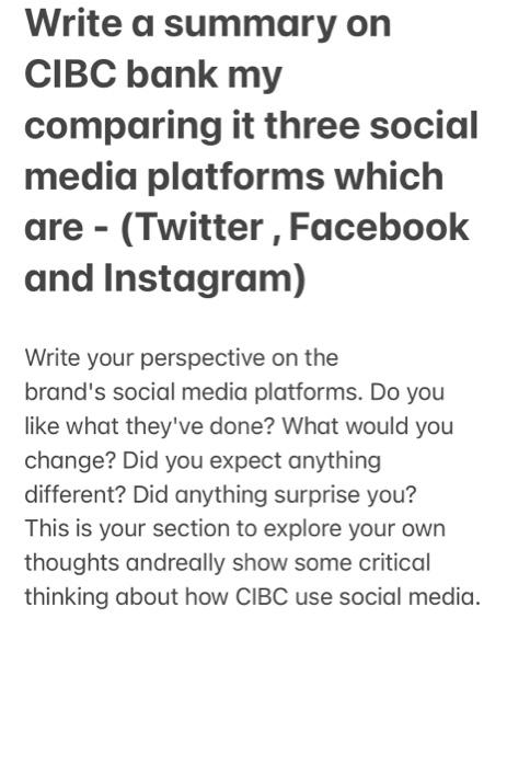 Write a summary on CIBC bank my comparing it