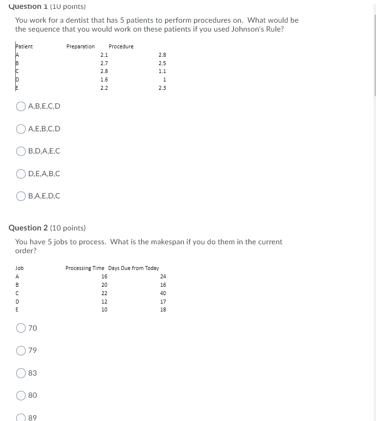 Question 1 (10 points) You work for a dentist