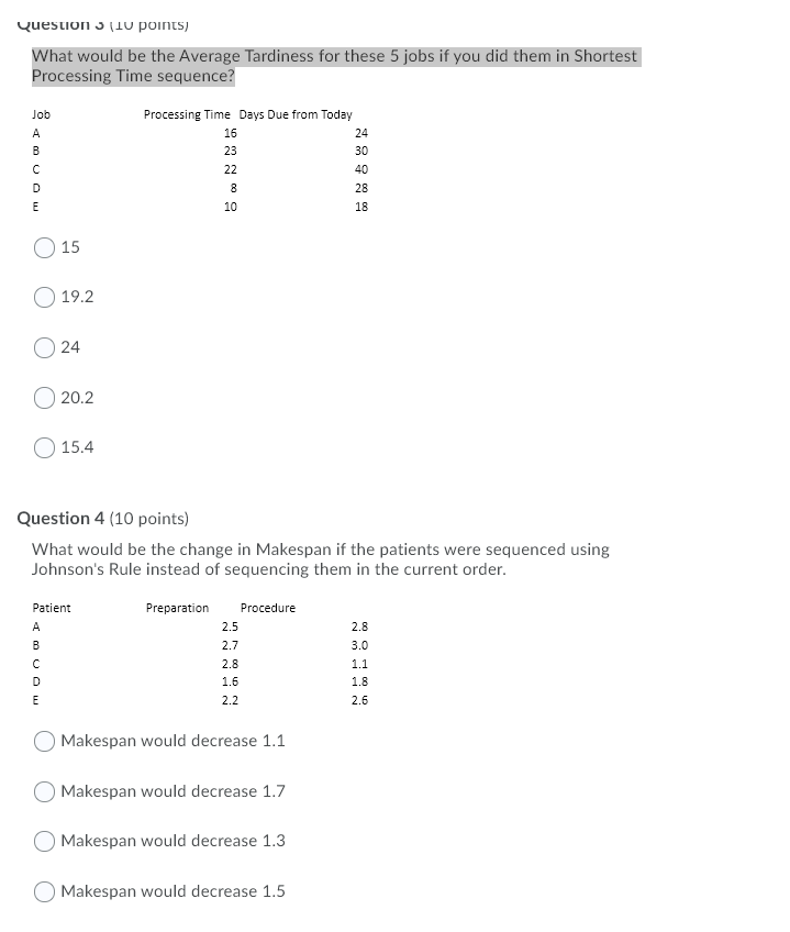 Question 3 110 points) What would be the Average