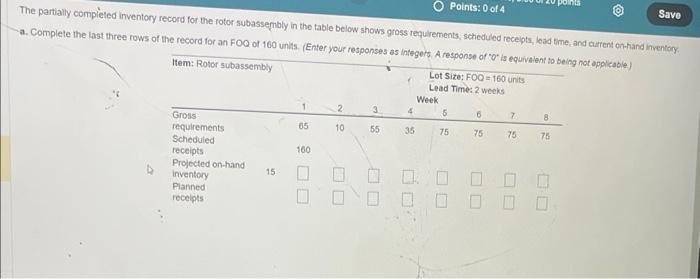 help The partially completed inventory record for