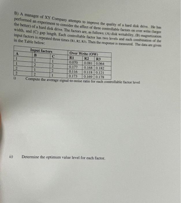 B) A manager of XY Company attempts to improve