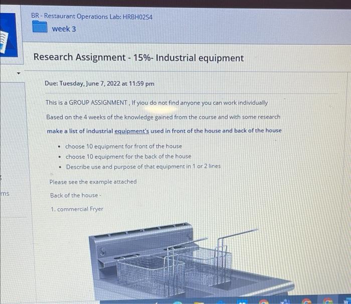 ms BR-Restaurant Operations Lab: HRBH0254 week 3