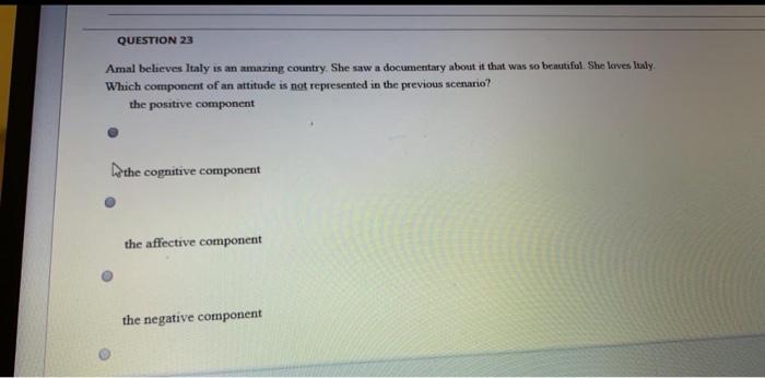 QUESTION 23 Amal believes Italy is an amazing