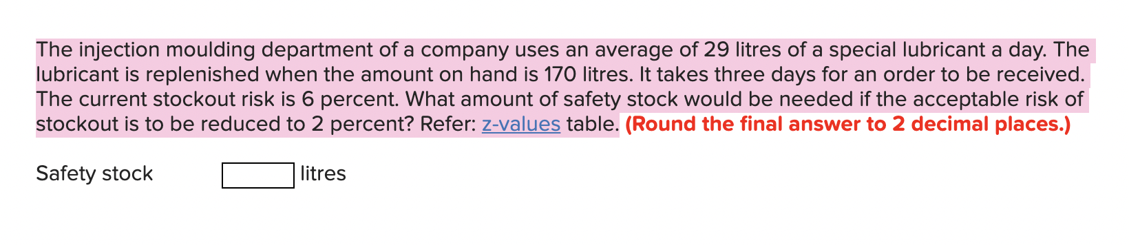 The injection moulding department of a company