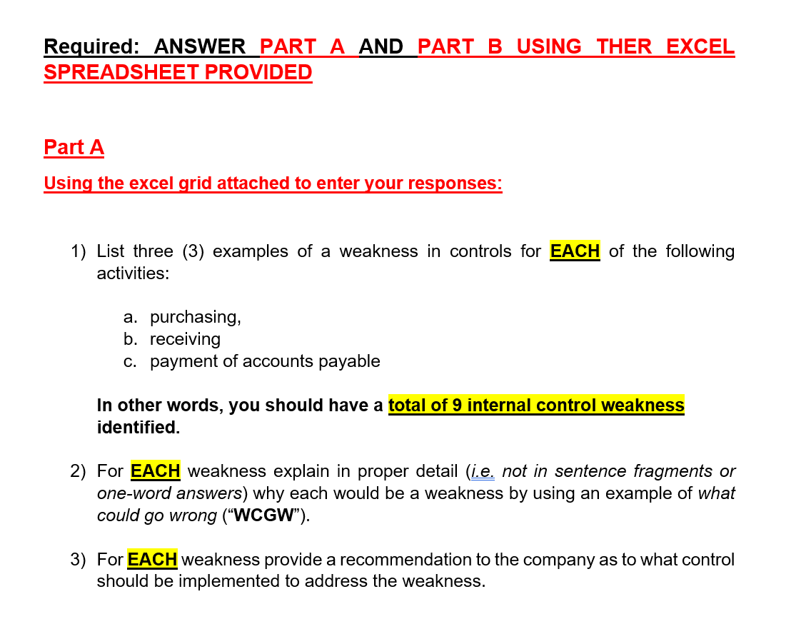 undefined Required: ANSWER PART A AND PART B