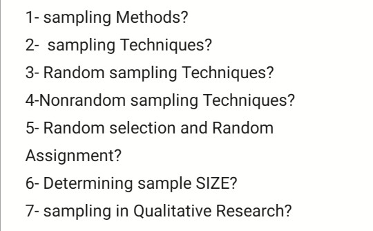 Please answer this Pages 1- sampling Methods? 2-
