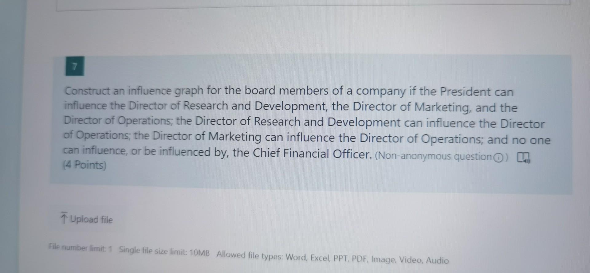 Construct an influence graph for the board