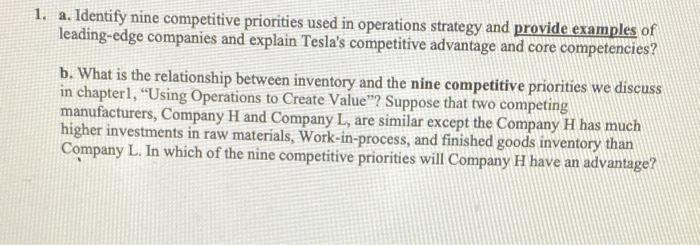 URGENT PLZ 1. a. Identify nine competitive