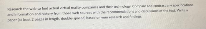 Research the web to find actual virtual reality