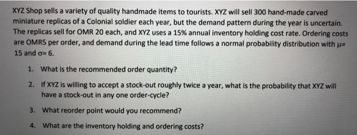 XYZ Shop sells a variety of quality handmade