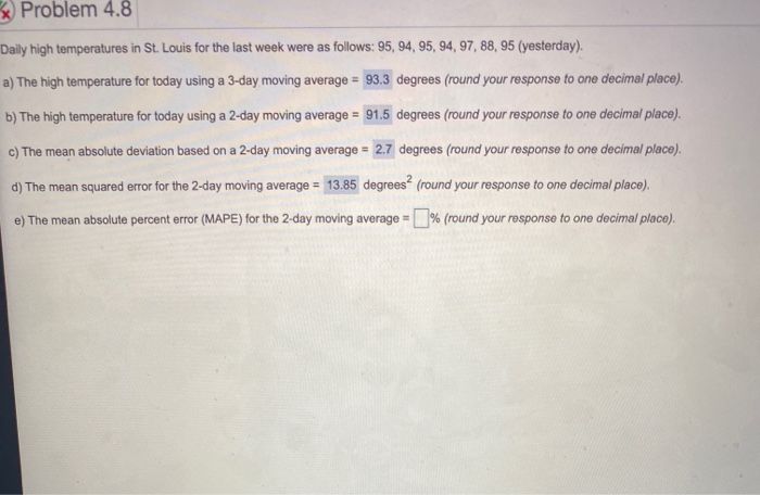 * Problem 4.8 Daily high temperatures in St.