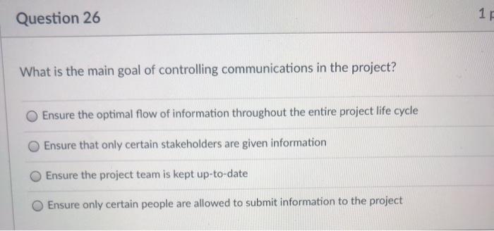 1 Question 26 11 What is the main goal of