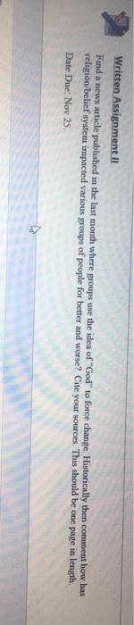 Written Assignment II Find a news article