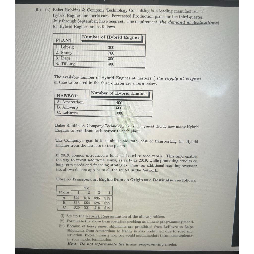 Please Formulate as a Linear Programming model
