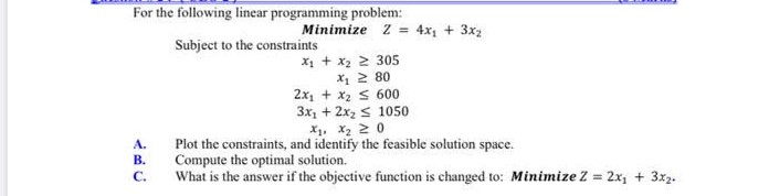 For the following linear programming problem: