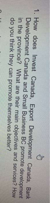 1. How does Invest Canada, Export Development
