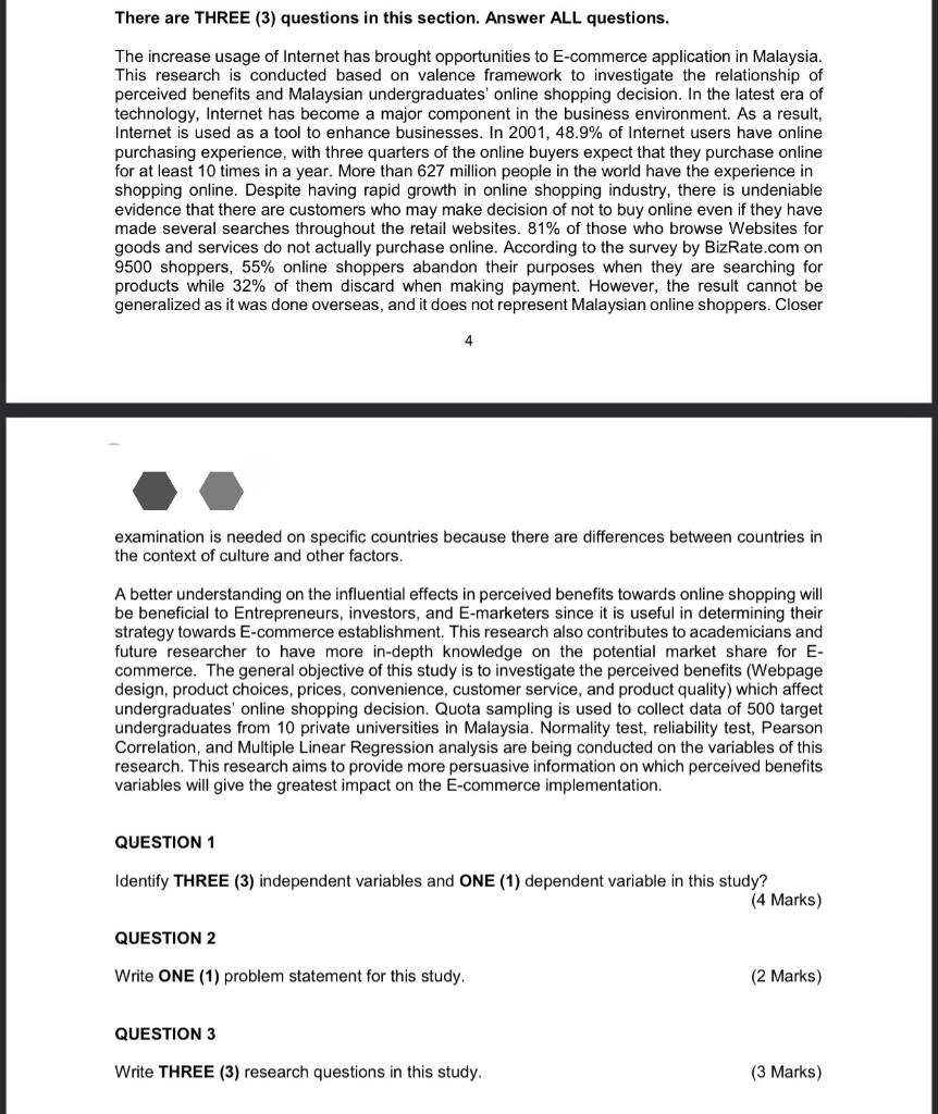 There are THREE (3) questions in this section.