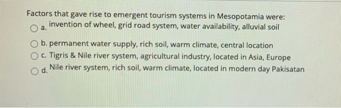 Factors that gave rise to emergent tourism