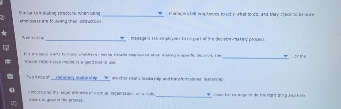 Use your knowledge of management terminology to