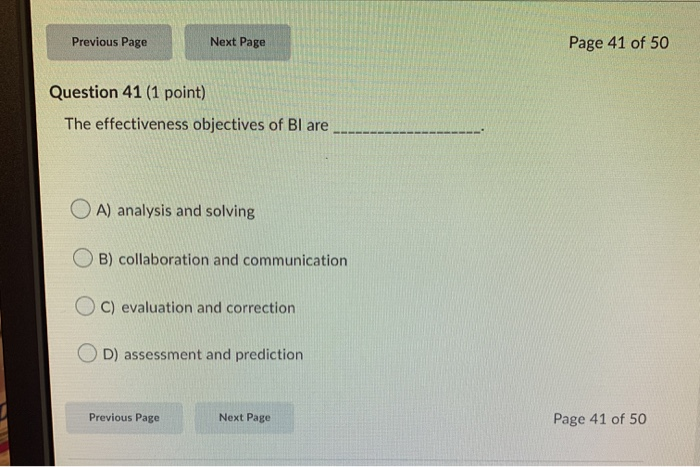 Previous Page Next Page Page 41 of 50 Question 41