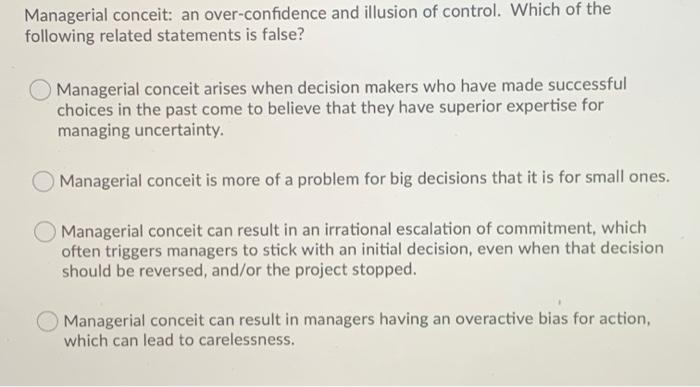 Managerial conceit: an over-confidence and