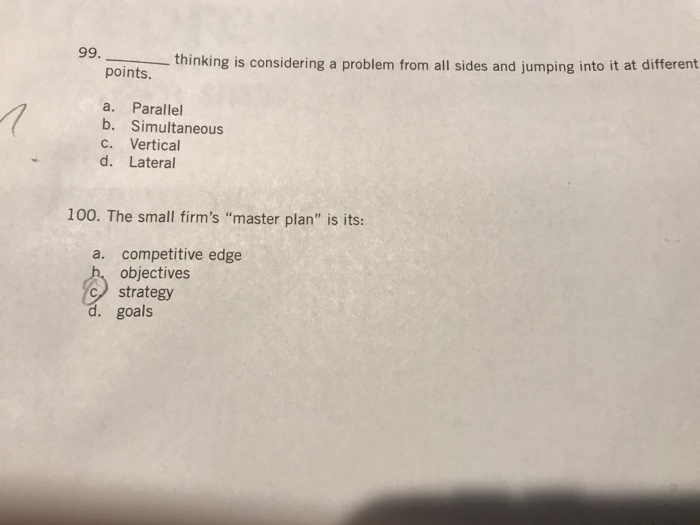 99. points. thinking is considering a problem