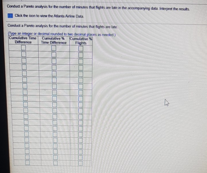 Conduct a Pareto analysis for the number of