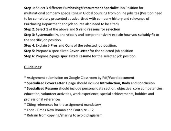 Step 1: Select 3 different Purchasing/Procurement