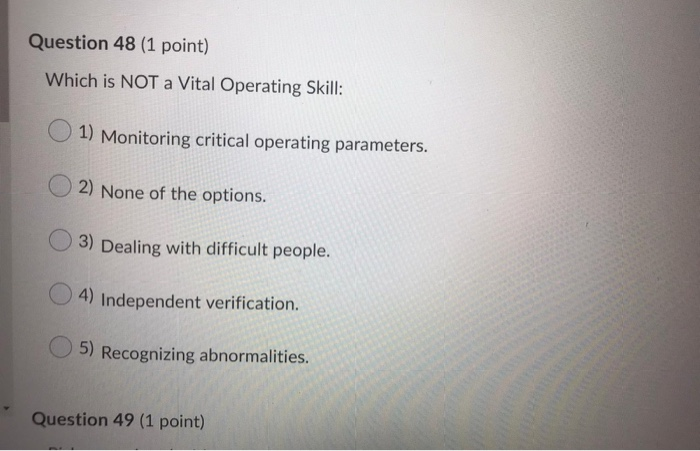 Question 48 (1 point) Which is NOT a Vital