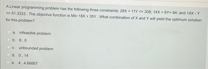 urgent!!! A Linear programming problem has the