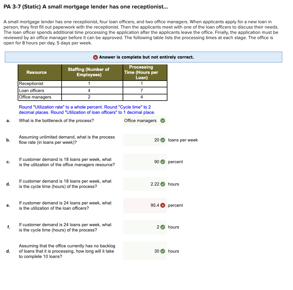PA 3-7 (Static) A small mortgage lender has one