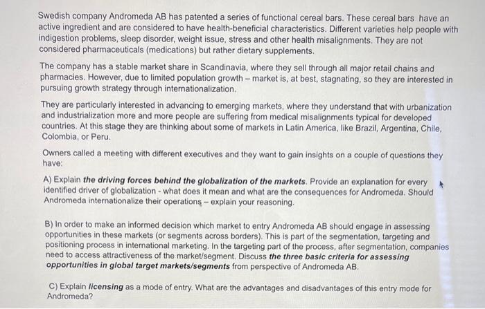 Swedish company Andromeda AB has patented a