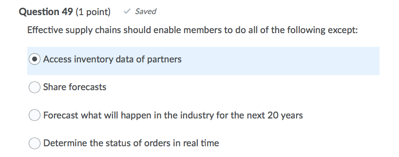 Question 49 (1 point) Saved Effective supply