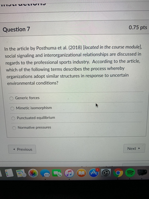 Question 7 0.75 pts In the article by Posthuma et
