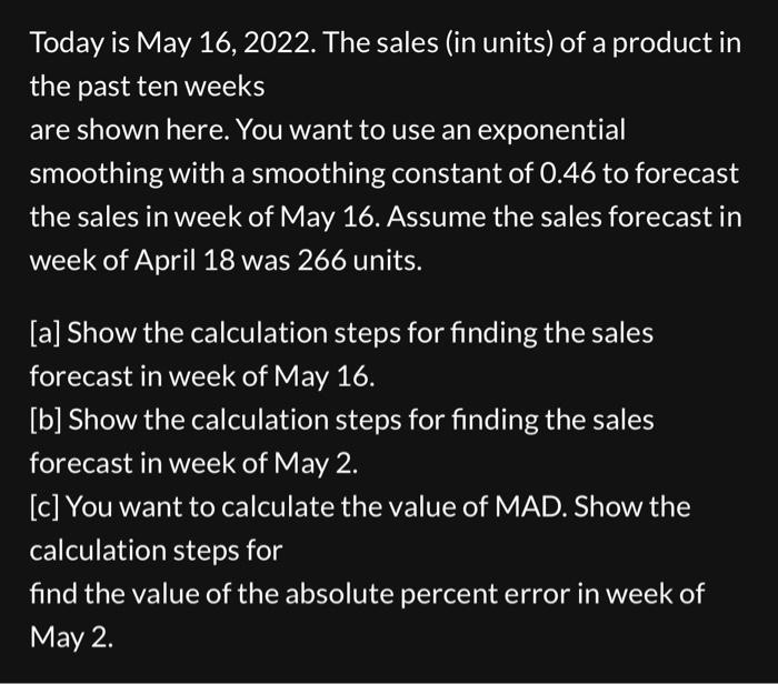 \begin{tabular}{|r|r|} \hline Week & Demand \\