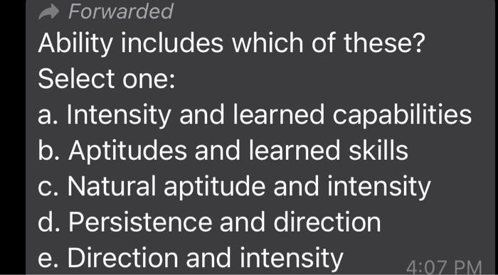 Forwarded Ability includes which of these? Select