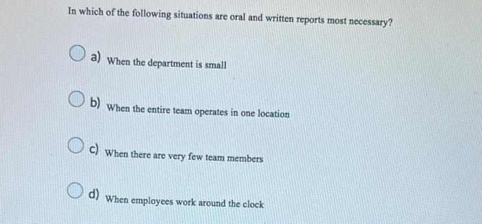 In which of the following situations are oral and