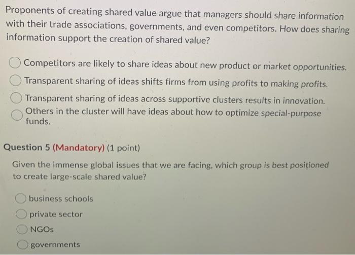 Proponents of creating shared value argue that