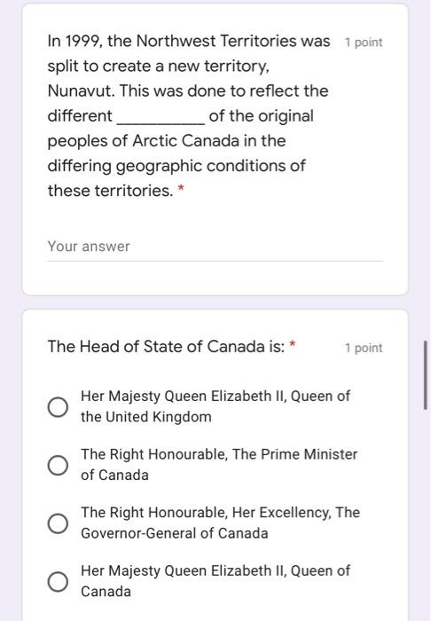 In 1999, the Northwest Territories was 1 point