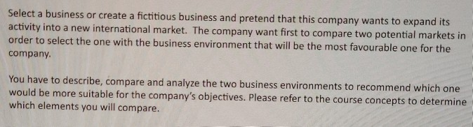 company, product, home country and 2 potential